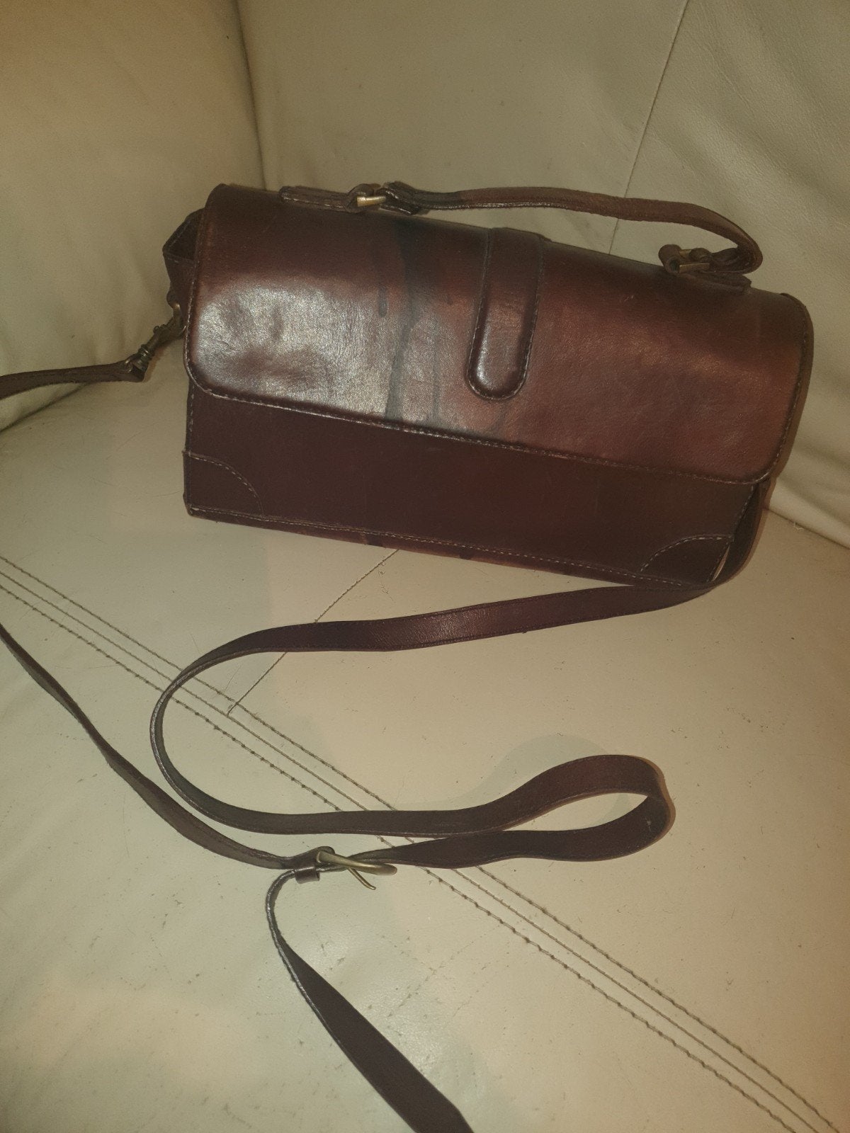 Bosboom Vintage Leren Schoudertas - Rundleer, Ophalen, Gebruikt, Bruin, Schoudertasje