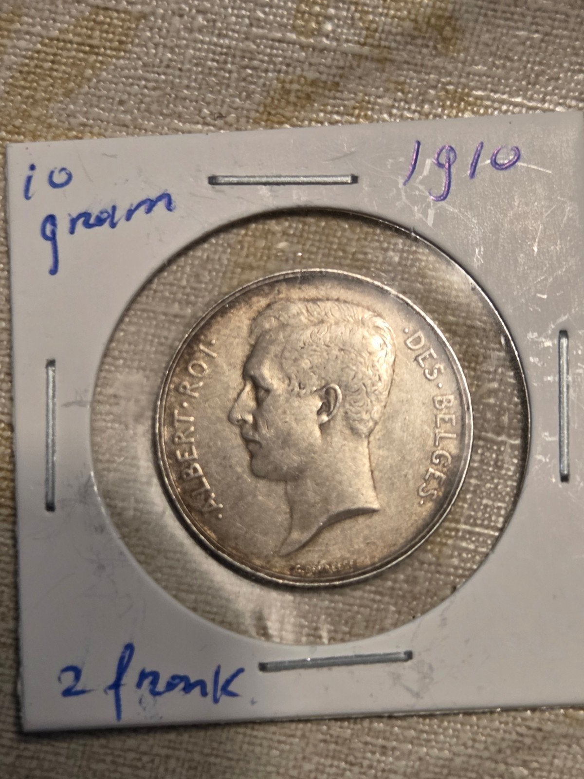 Zilveren 2 Franken munt België Albert I 1910, Postzegels en Munten, Ophalen of Verzenden