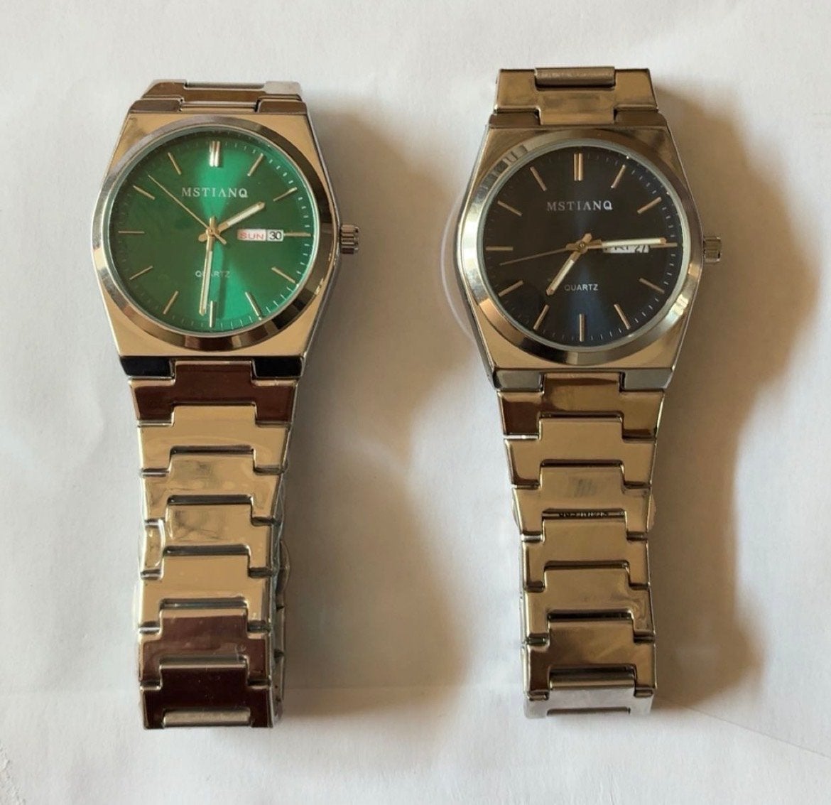 Polshorloges - Set van 2 (Groen & Blauw), Overige merken, Gebruikt, Staal, Polshorloge