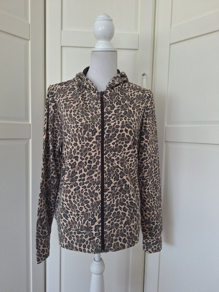 Kit zgan panter leopard print capuchon vest, maat 44/46 XL, Bruin, Maat 46/48 (XL) of groter, Ophalen of Verzenden, Zo goed als nieuw