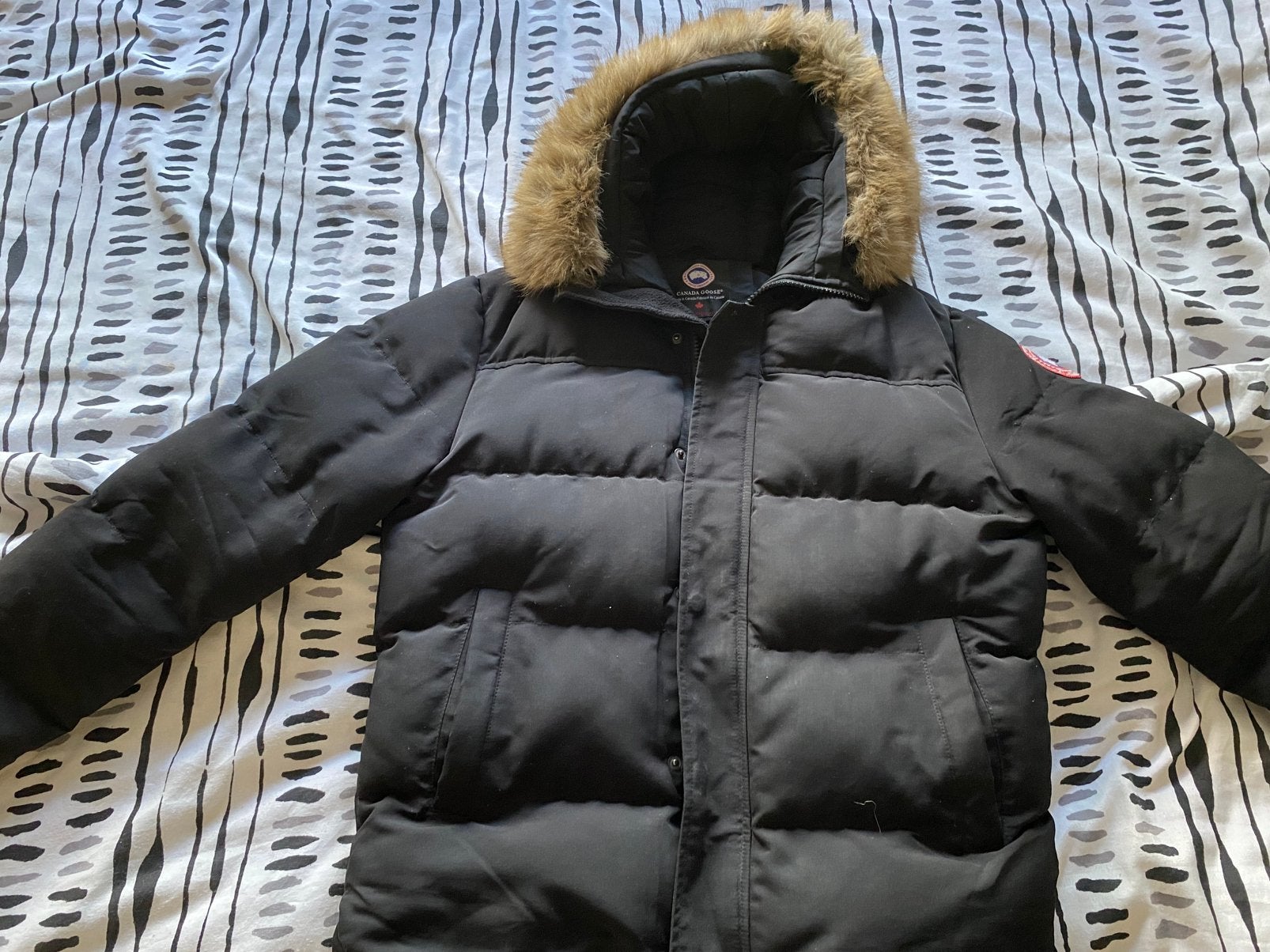 Luxe Heren Winter Parka met Volle Bontkraag – Maat L, Ophalen of Verzenden, Gedragen, Maat 52/54 (L), Zwart