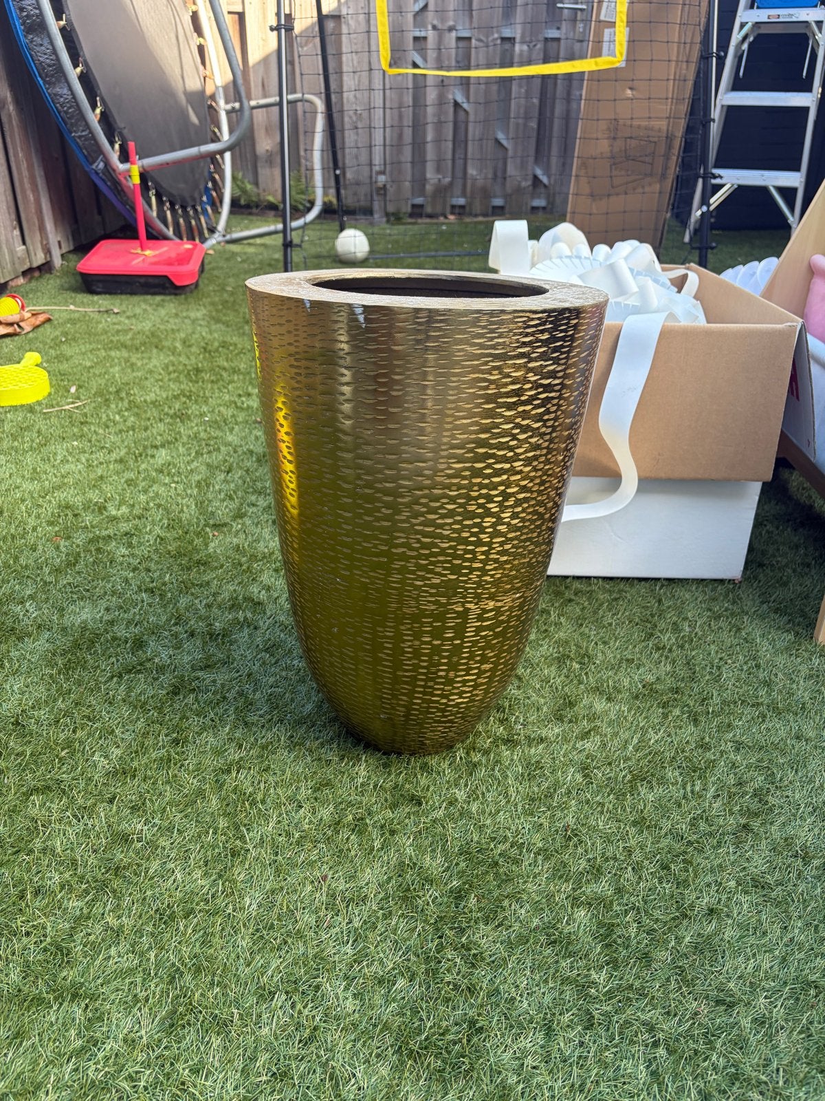 Gouden plantenpot voor binnen of buiten, Overige materialen, Gebruikt, Rond, Binnen