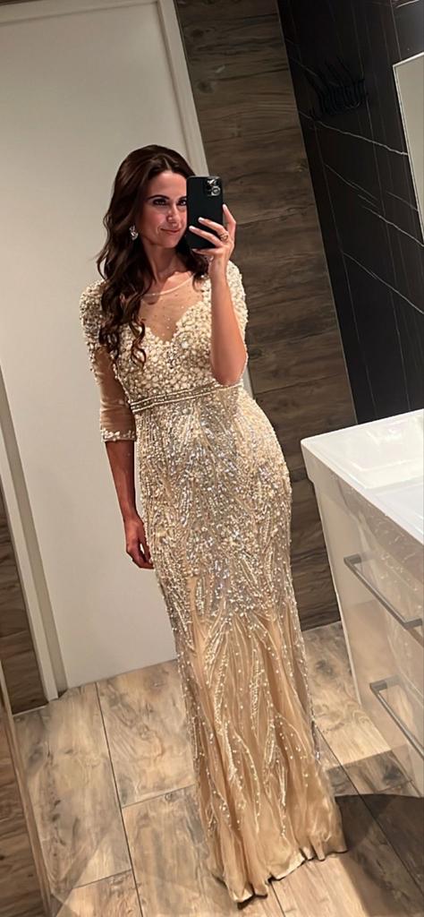 Elegante Galajurk met Pailletten en Kralen - Maat XS/S, Ophalen of Verzenden, Gedragen, Overige kleuren, Trouwjurk