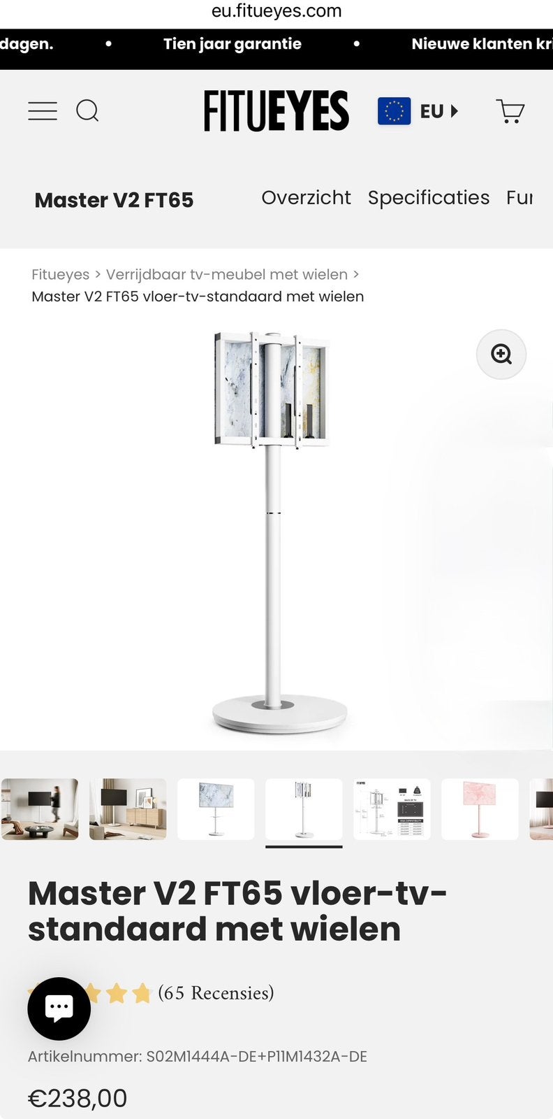 Tv standaard met wielen, Ophalen, 50 tot 100 cm, Zo goed als nieuw, Minder dan 100 cm