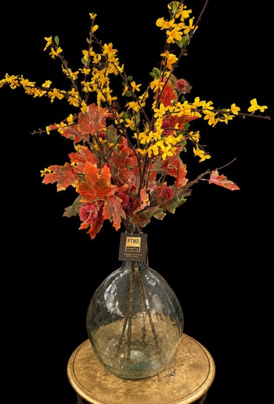 Gistfles in vintage groen incl. 5 PTMD herfst takken VdlM, Ophalen, PTMD, Kunsttak, Meerkleurig