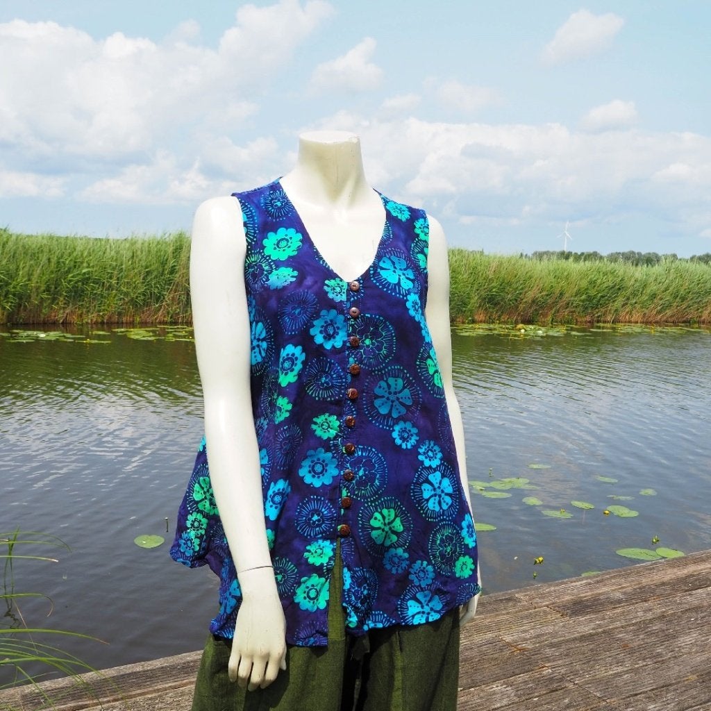 Gringo topper – batik flower maat M, Maat 38/40 (M), Blauw, Nieuw, Ophalen of Verzenden