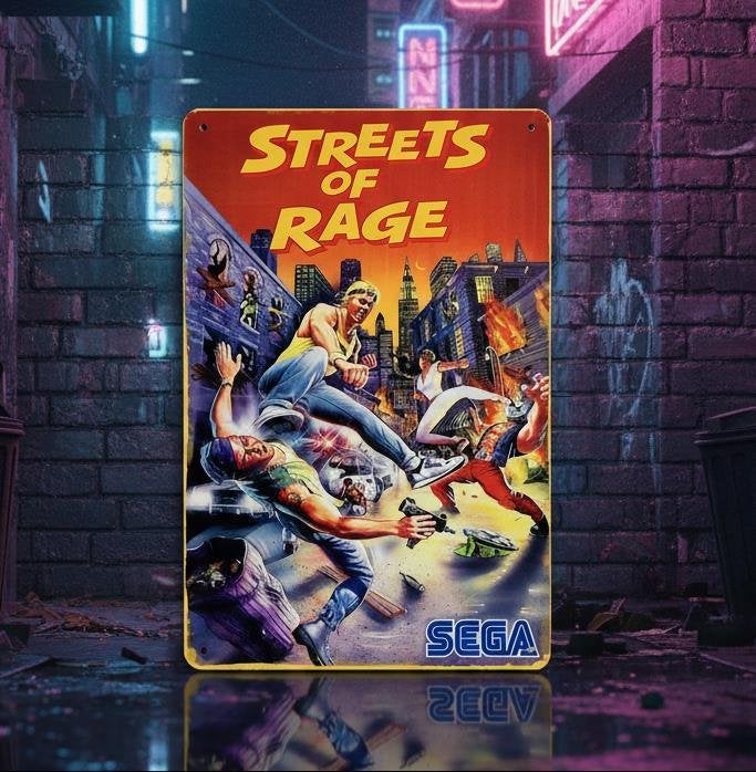 Metalen Wandbord Poster STREETS OF RAGE SEGA Megadrive, Vechten, Verzenden, 1 speler, Nieuw
