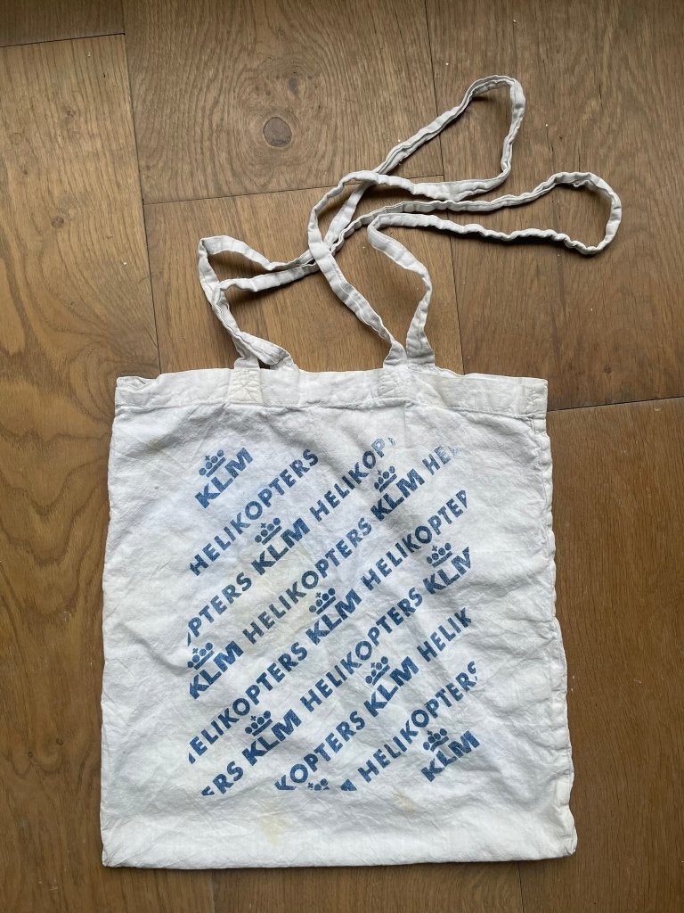 Zeldzame vintage linnen KLM Helikopters tas (Pre-1998), Verzenden, Gebruikt, Overige typen