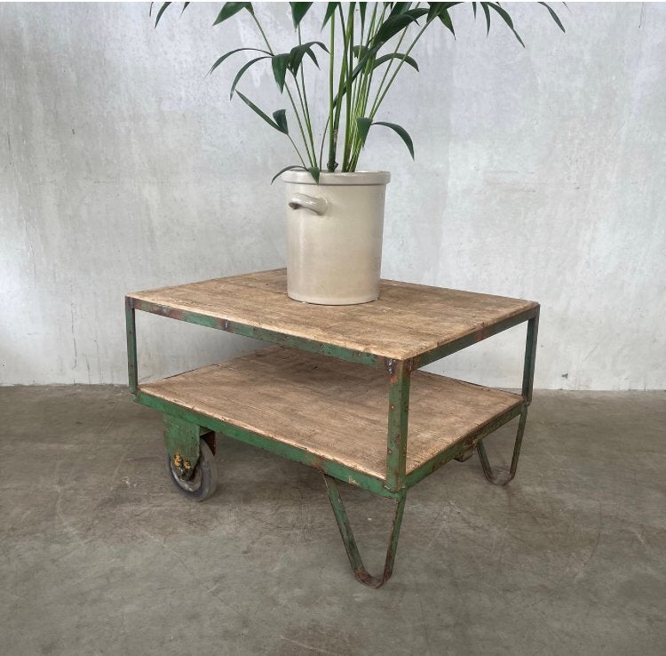 Industriële palletwagen, vintage salontafel, bijzet tafel, Ophalen