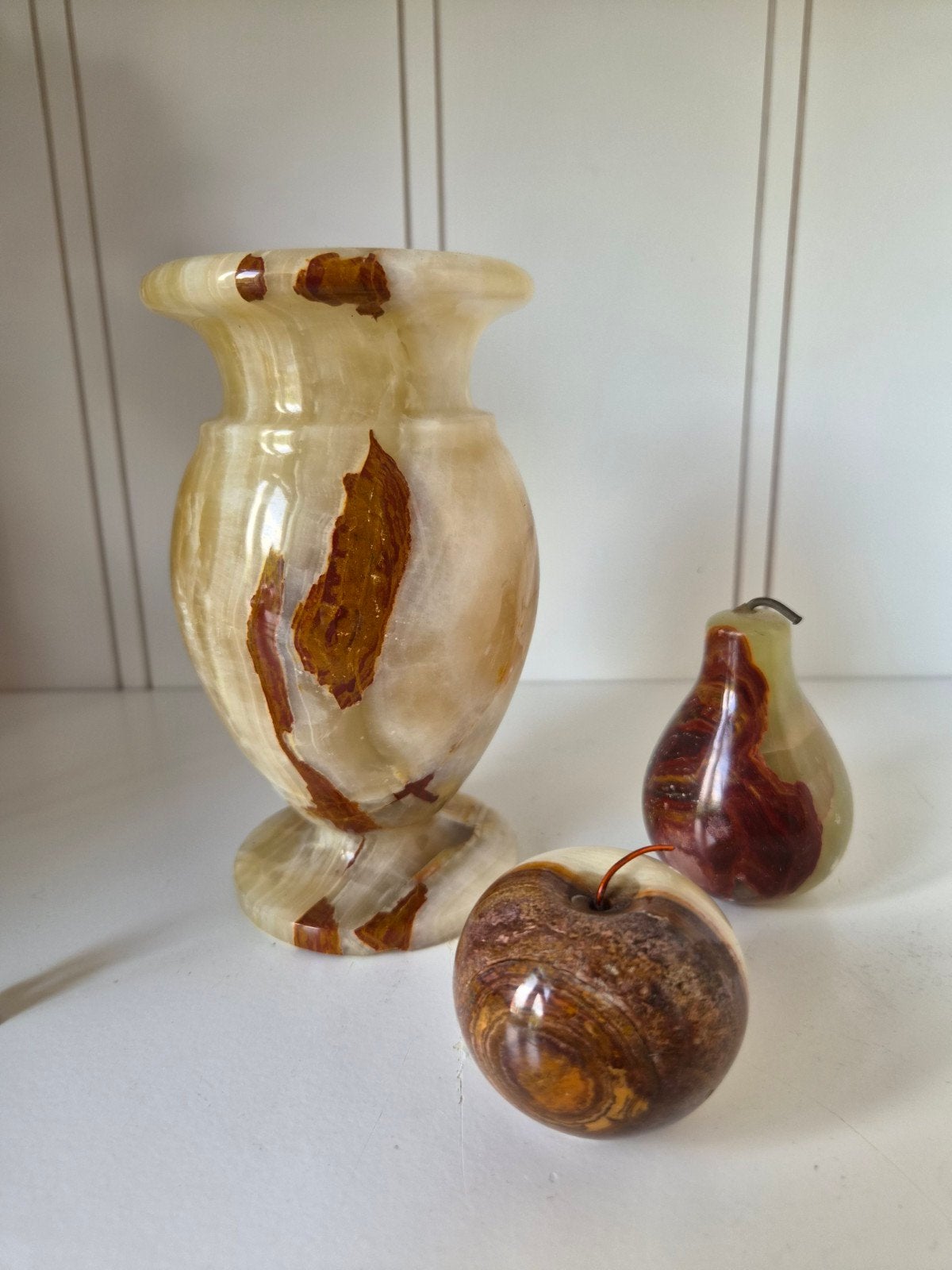 Vintage Onyx Marmeren Vaas - Prachtig Decoratief Stuk, Ophalen of Verzenden