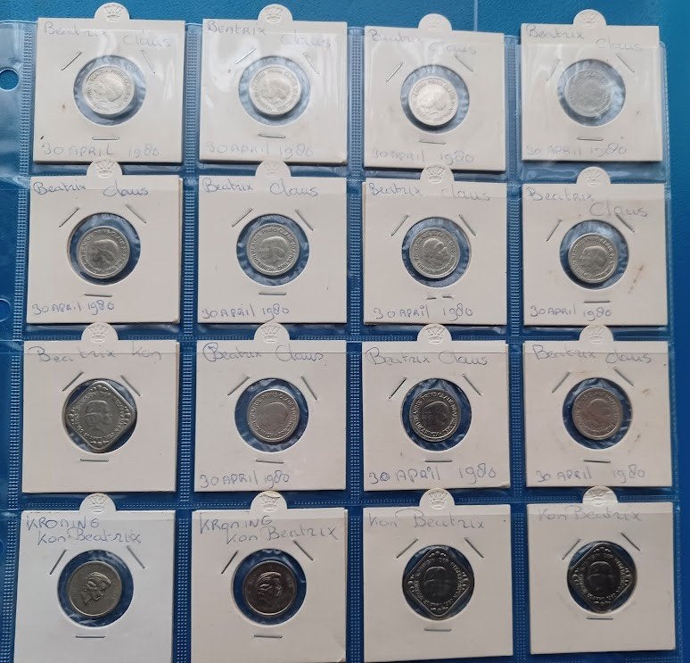 Lot van 16 x 5 cents penningen Koningin Beatrix UNC, Verzenden, Overige materialen, Nederland