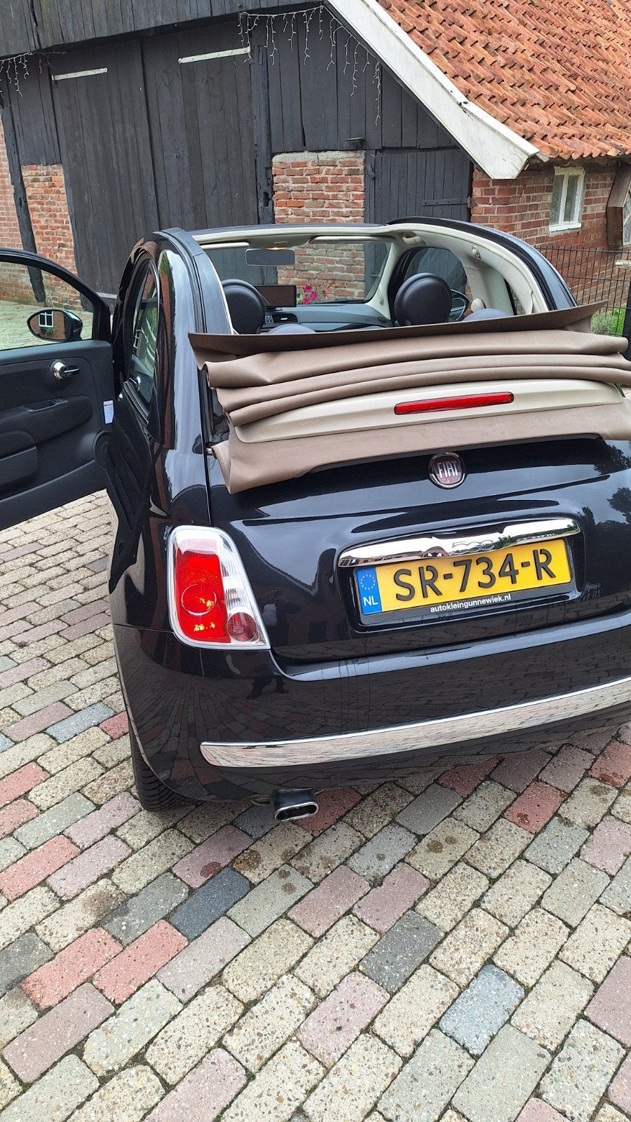 Fiat 500C Cabriolet, Voorwielaandrijving, Zwart, Cabriolet, Leder en Stof