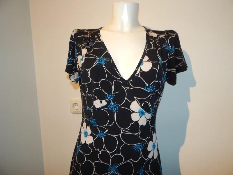 King Louie stretch jurk gladde stof aparte print bloemen M, Maat 38/40 (M), King louie, Verzenden, Zwart