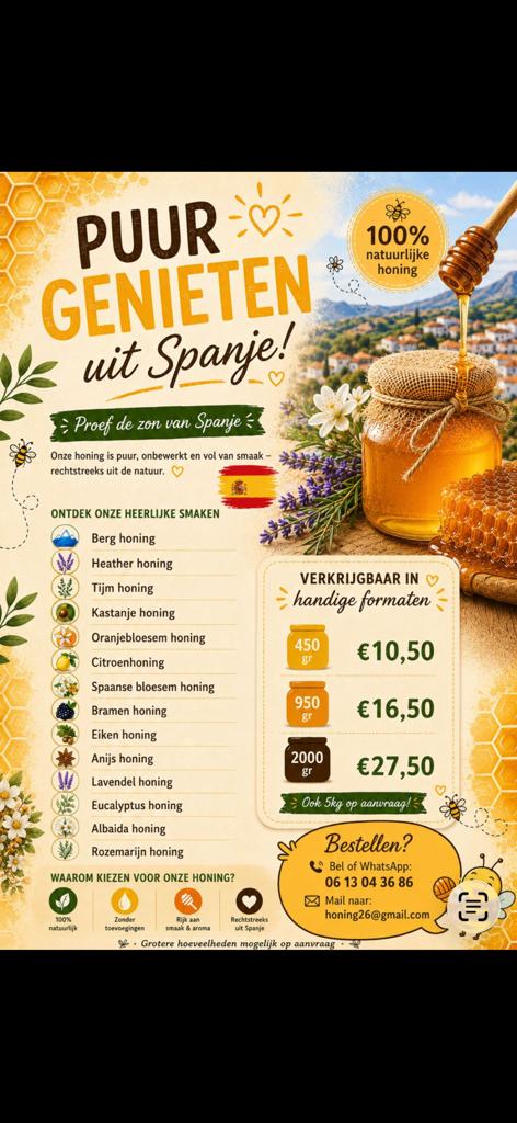 Spaanse Honing/Extra korting, Ophalen of Verzenden