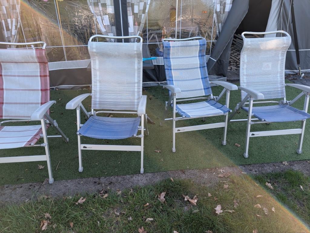 4 Dukdalf campingstoelen - Comfortabel en stevig, Caravans en Kamperen, Ophalen, Gebruikt, Campingstoel