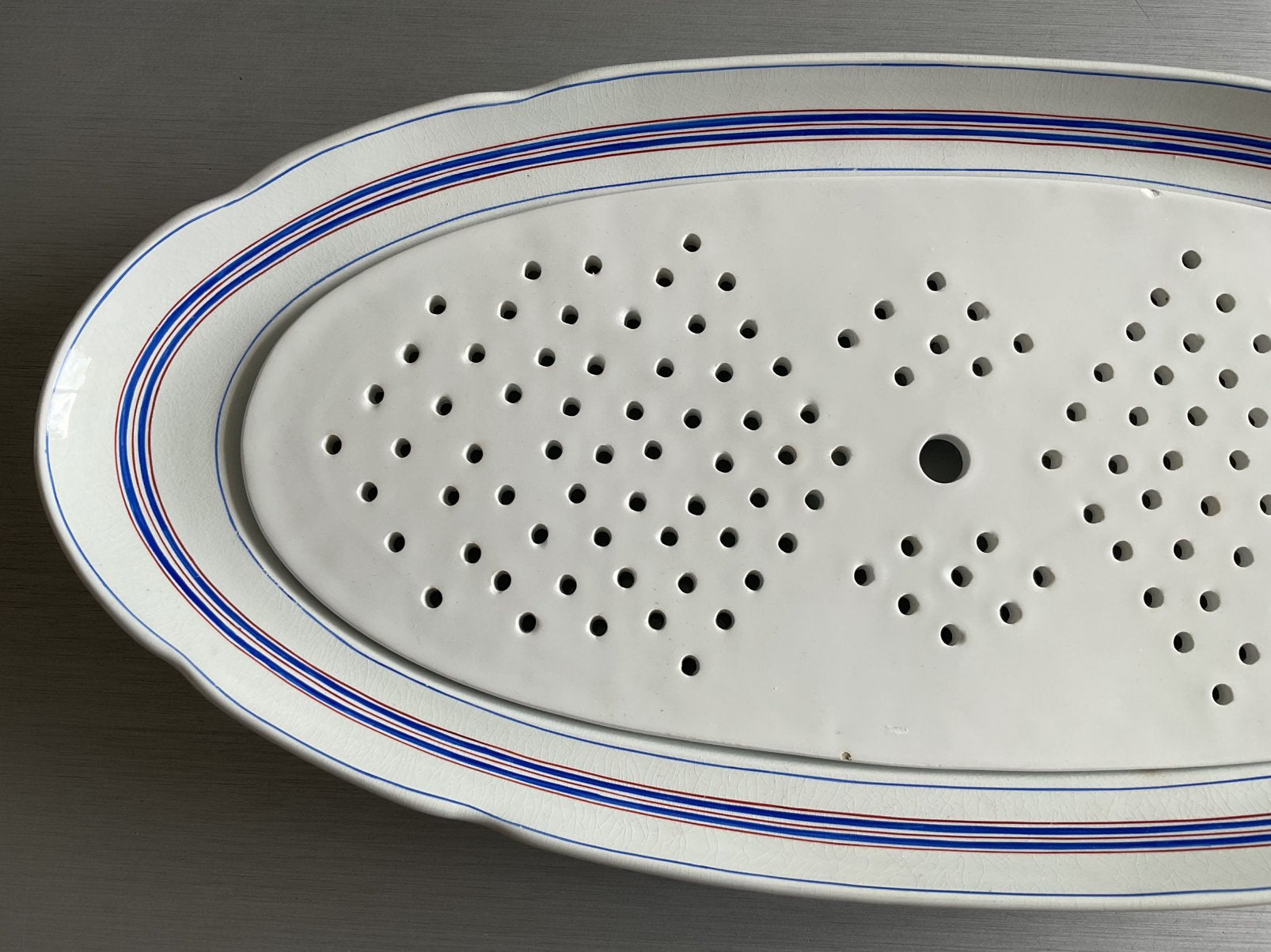 Antieke XL Rörstrand visschaal met treef ; 1800 -1884, Ophalen