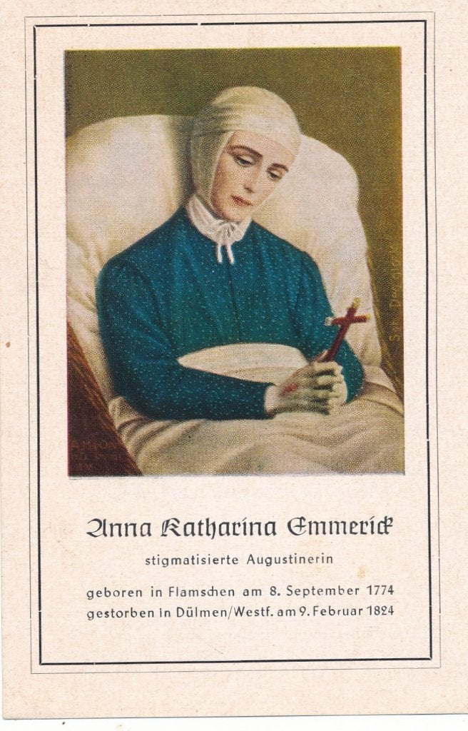 Mooi devotieprentje van Anna Kattharina Emmerich uit 1927, Ophalen of Verzenden, Zo goed als nieuw, Kaart of Prent, Christendom | Katholiek