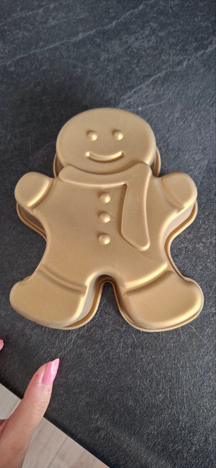 Nieuwe gouden bakvorm in de vorm van een peperkoekman, Overige typen, Ophalen of Verzenden, Nieuw, Goud