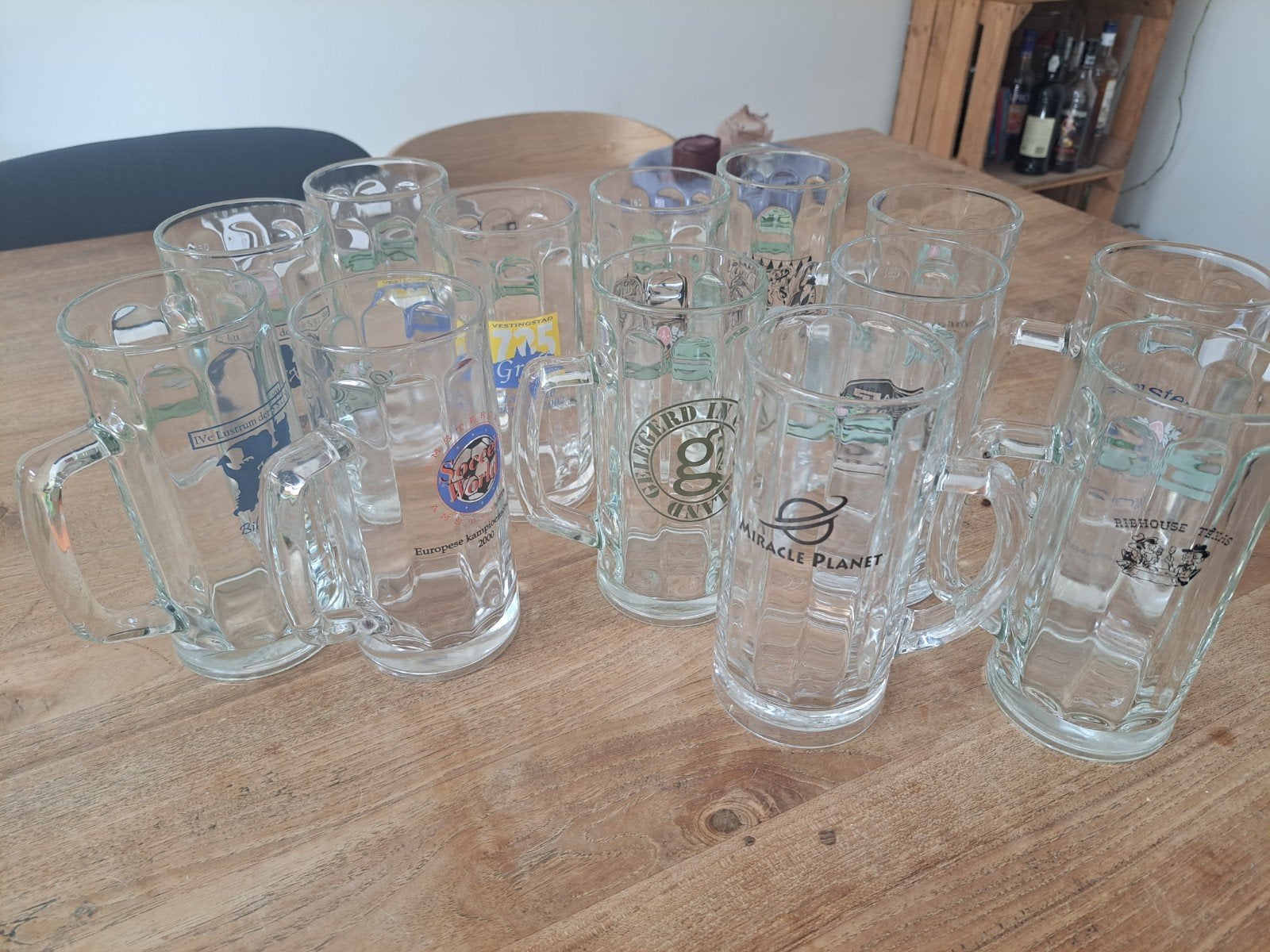 13 bierpullen met diverse opdrukken - Verzameling, Ophalen, Gebruikt, Pul(len), Overige merken
