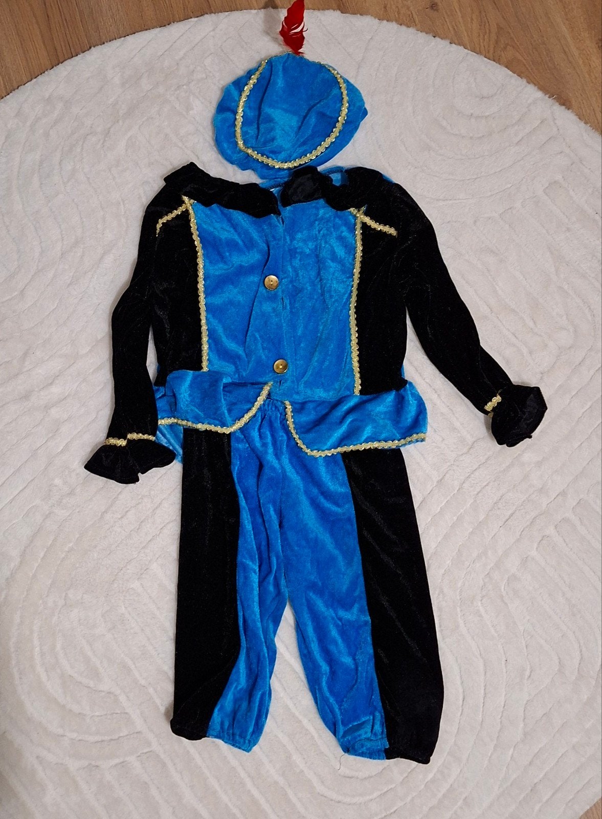 Pietenpak blauw/zwart, maat 6-8 jaar, Ophalen, Gebruikt, 122 t/m 128, Jongen of Meisje