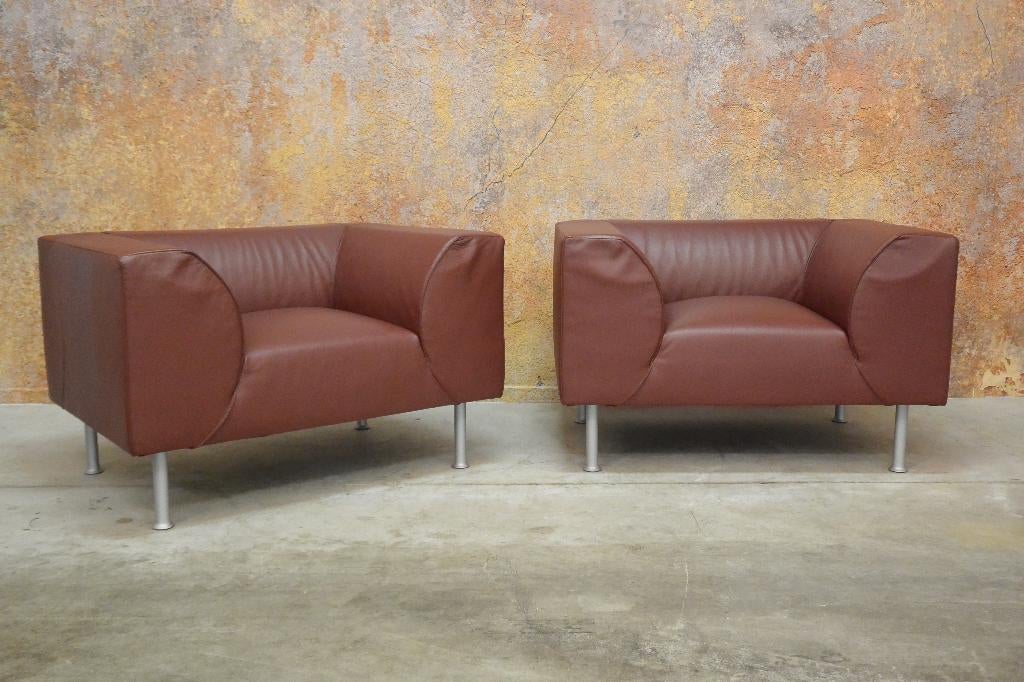 ZGAN leren Montis Nindes design fauteuil/loveseat, Huis en Inrichting, Montis, Montis, 75 tot 100 cm, Ophalen of Verzenden