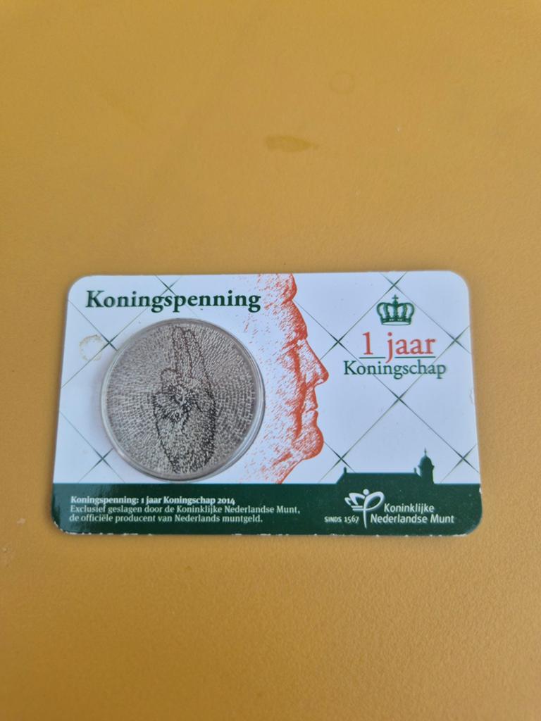 Koningspenning 1 jaar Koningschap 2014, Ophalen of Verzenden, Koningin Beatrix, Overige waardes, Losse munt
