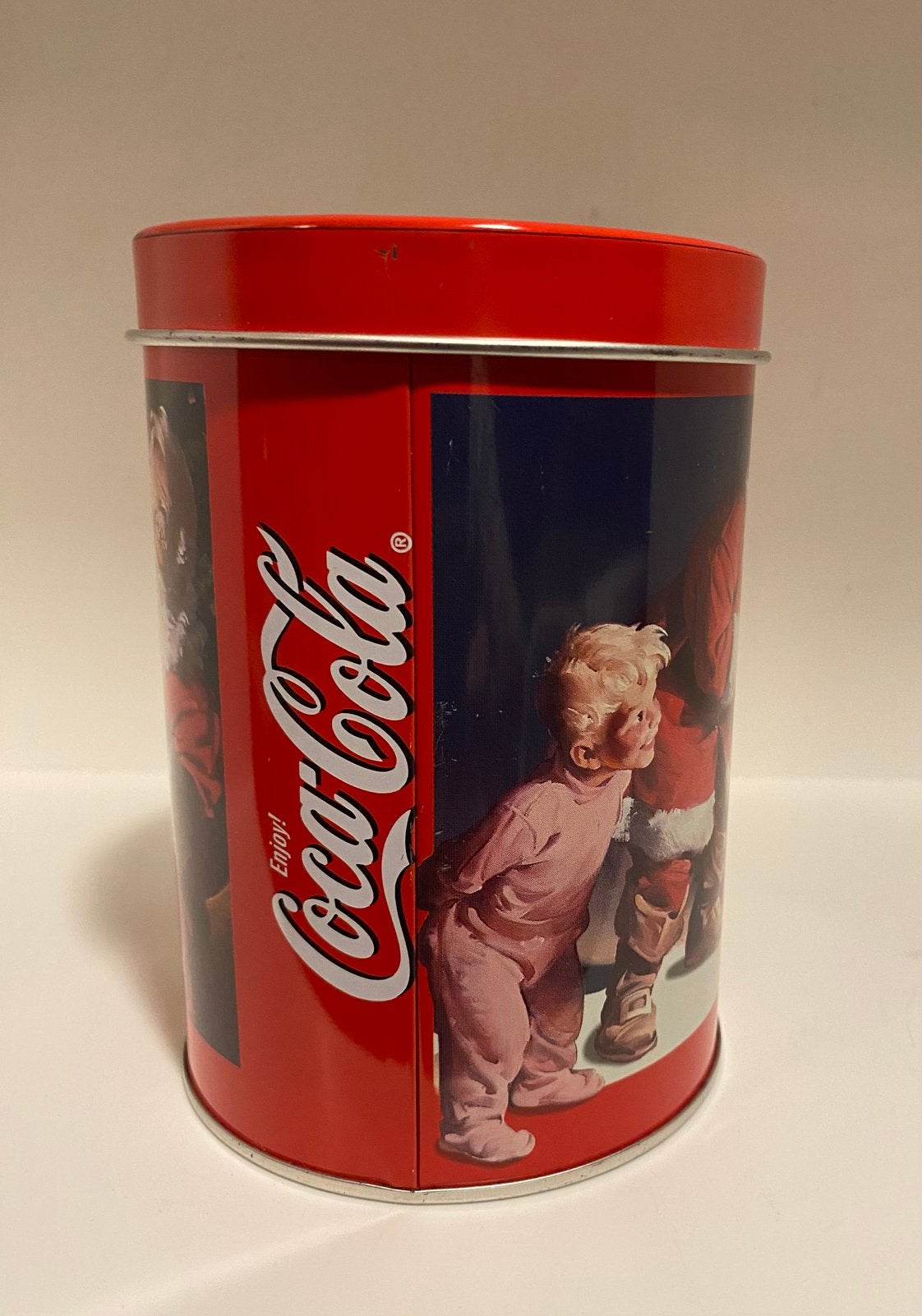 Blik met Coca-cola kerstman e.d. Hoogte 12 cm, Diversen, Ophalen of Verzenden, Zo goed als nieuw