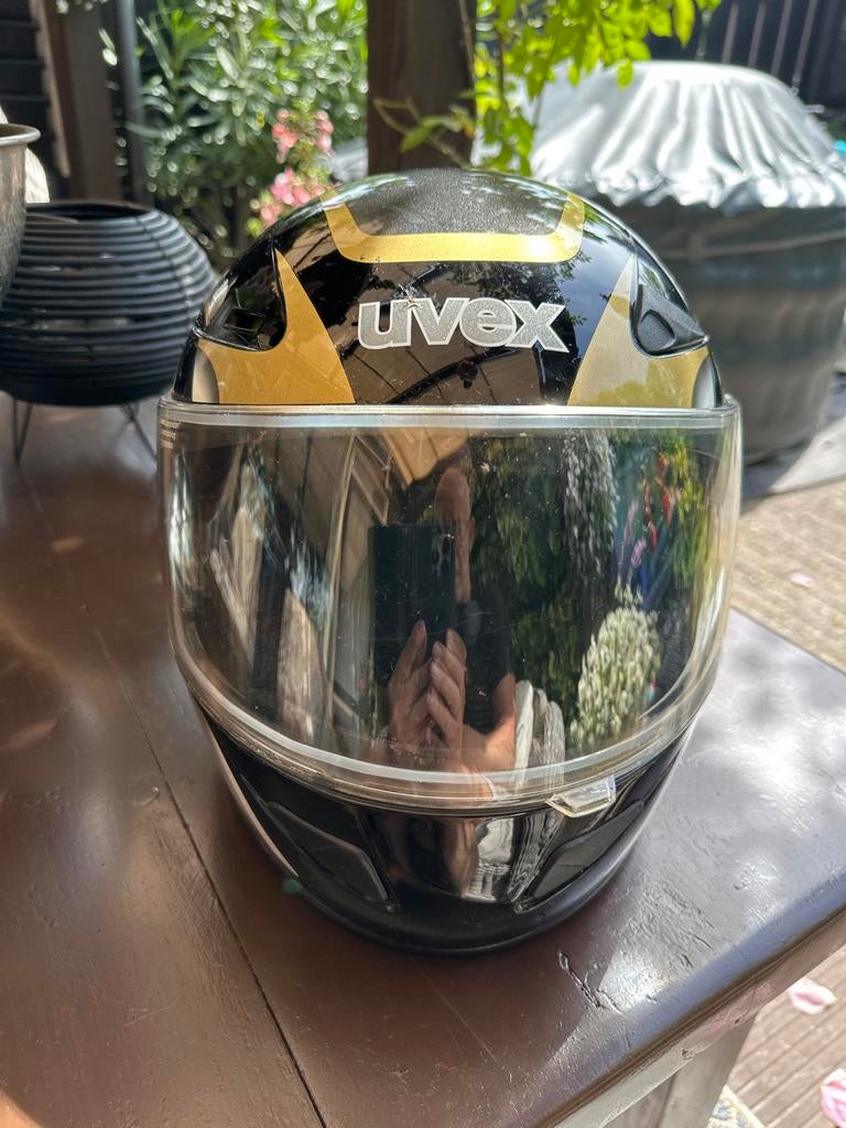Uvex Integraalhelm Maat S - Zwart/Goud, Motoren, Integraalhelm, S, Tweedehands, Ophalen