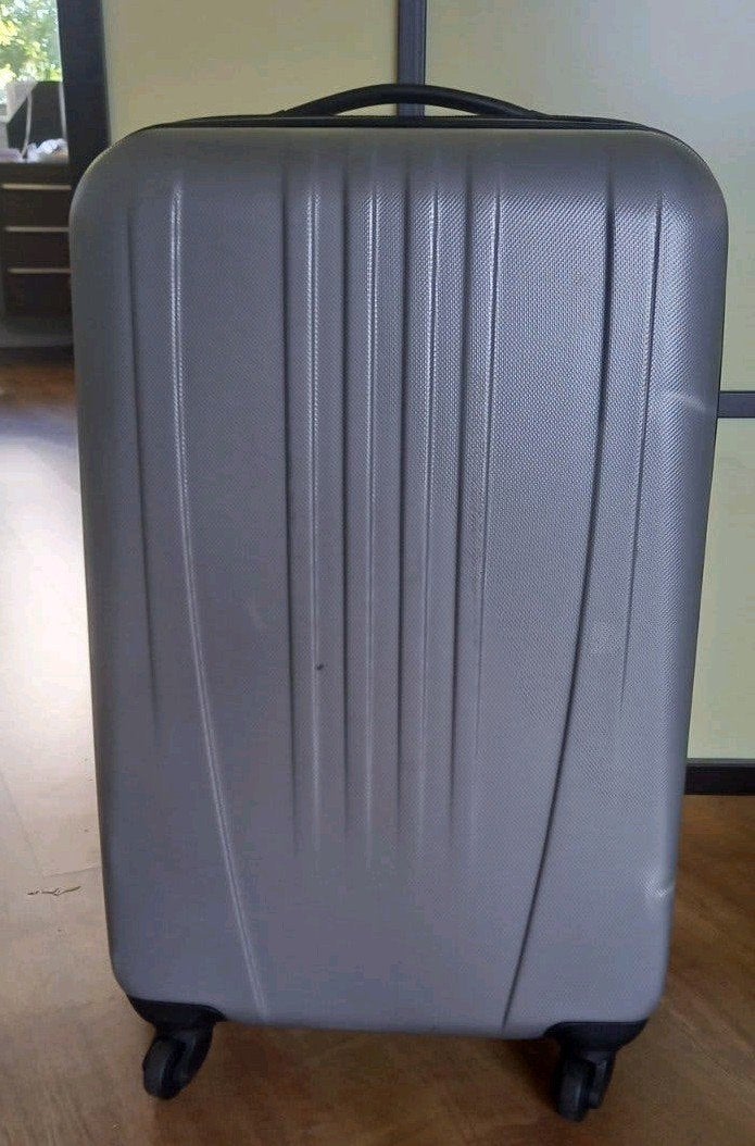 24" grijs zwart  Rolkoffer trolley pvc hardcase koffer, Wieltjes, Hard kunststof, Zo goed als nieuw, 35 tot 45 cm