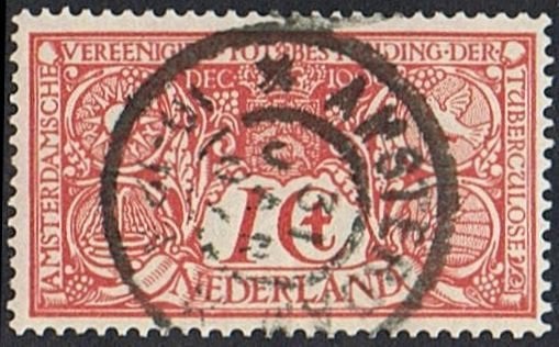 Nederland serie uit 1907 stempel 10-12N TBC bestrijding, Verzenden, T/m 1940, Gestempeld