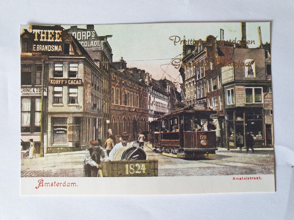 Ansichtkaart 1975 - Amsterdam 700 jaar - Amstelstraat, Verzamelen, Ansichtkaarten | Nederland, Ophalen of Verzenden, 1960 tot 1980