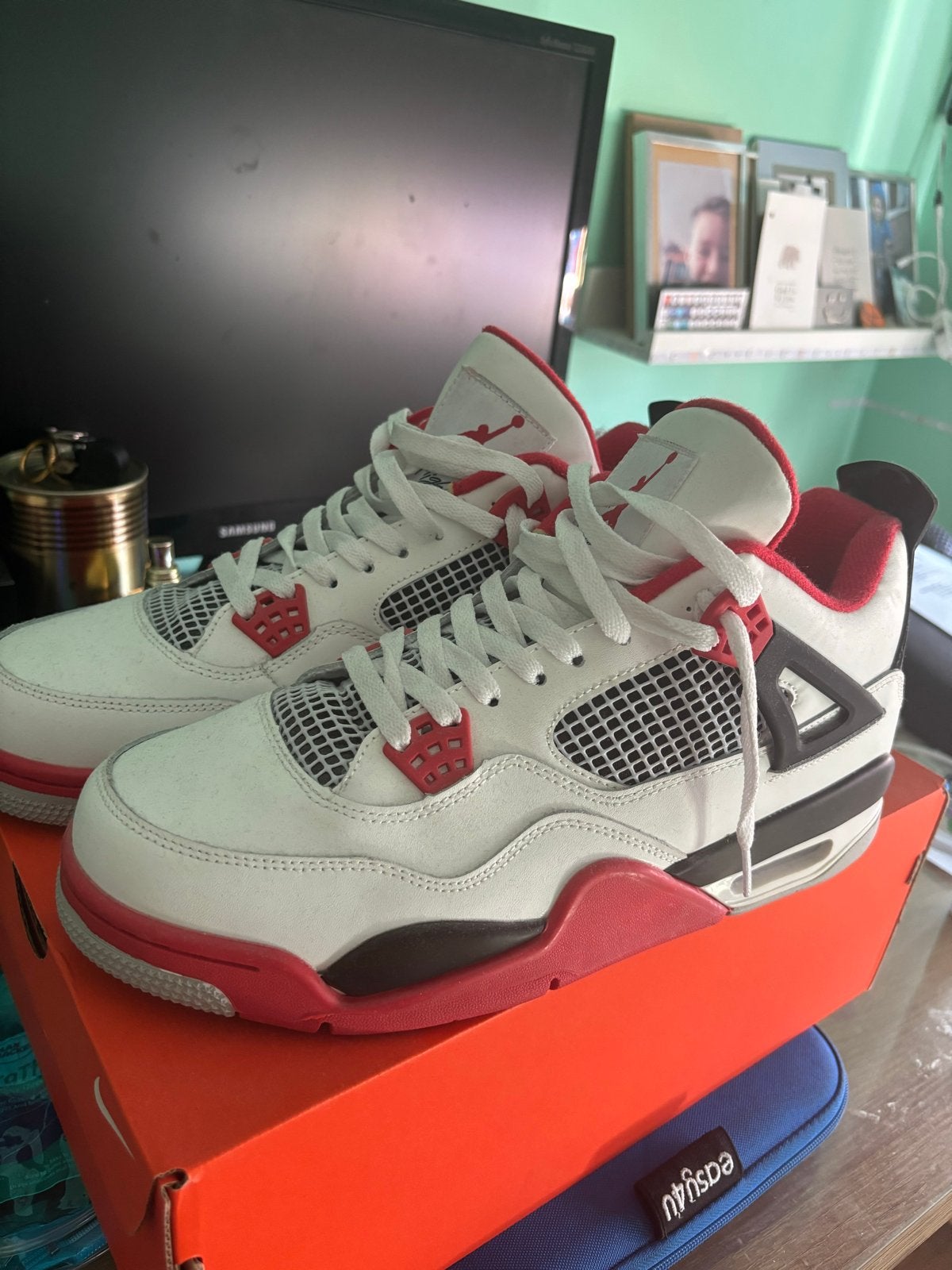 Jordan 4 sneakers - Maat 45 (ook geschikt voor 44), Ophalen of Verzenden, Zo goed als nieuw, Wit, Sneakers of Gympen