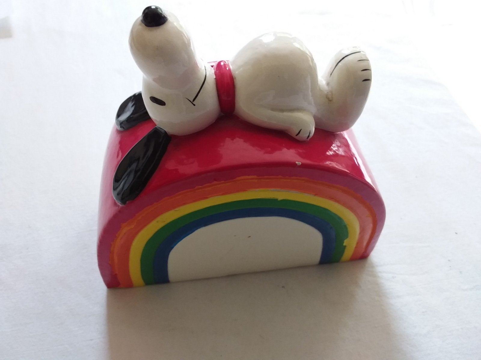 Vintage Snoopy spaarpot 1958 1966 United Feature inc retro, Ophalen of Verzenden, Zo goed als nieuw, Metaal of Blik, Strip- of Tekenfilmfiguur