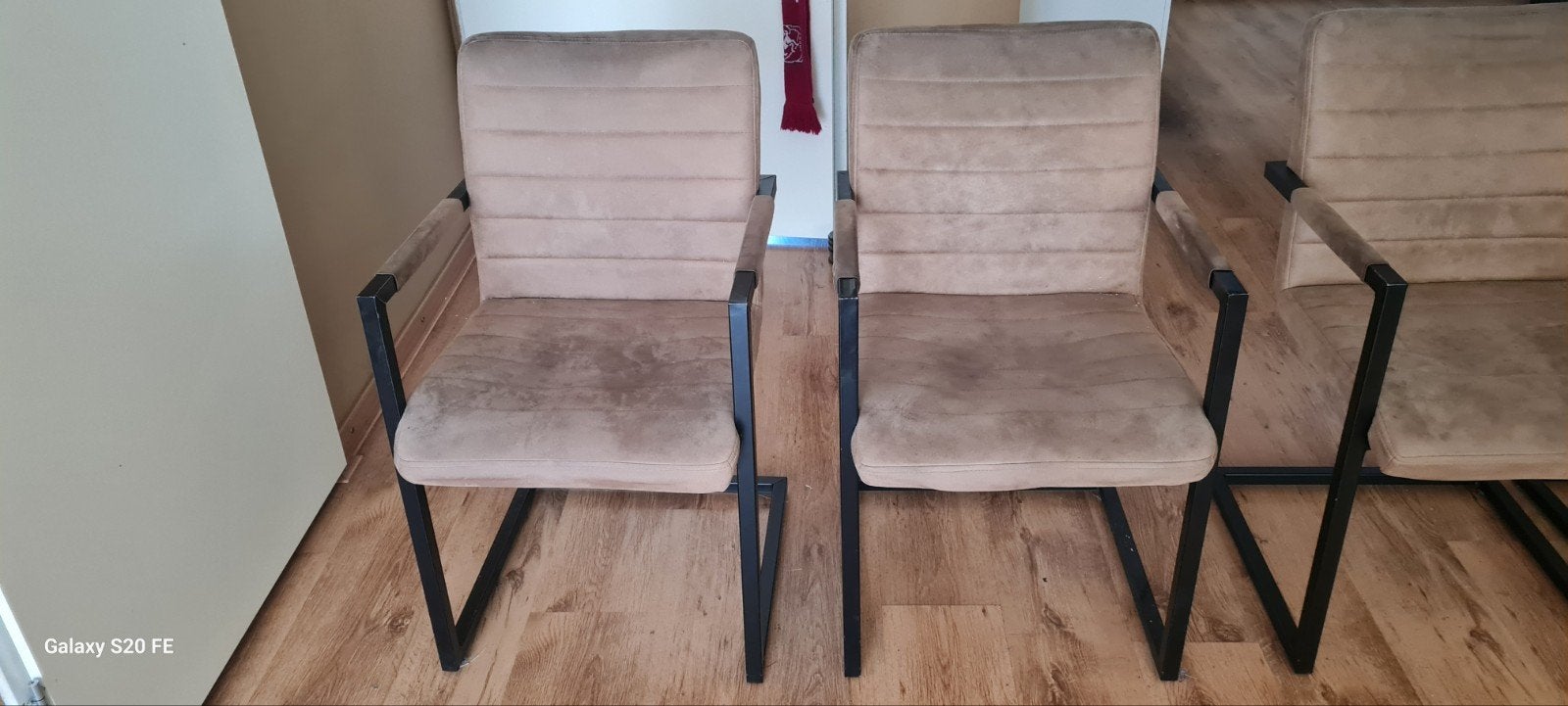4 bruine eetkamerstoelen, Huis en Inrichting, Stoelen, Ophalen, Gebruikt, Bruin, Industriële