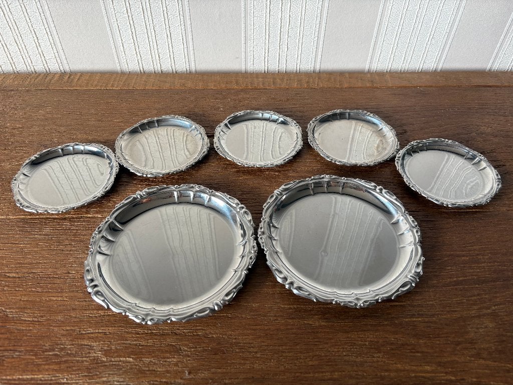 Set van 7 vintage RVS onderzetters – Inox 18, Glasonderzetter, Metaal, Ophalen of Verzenden, Zo goed als nieuw