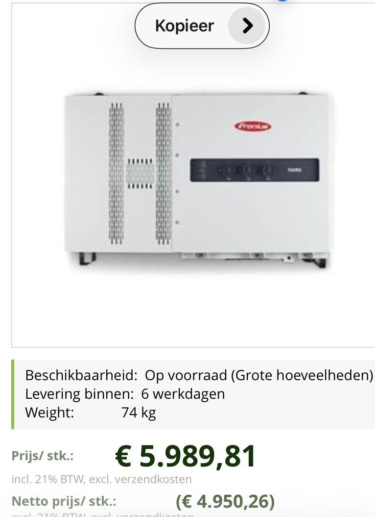 Fronius 50kW 3-fase 1MPPT, Ophalen of Verzenden, Zo goed als nieuw