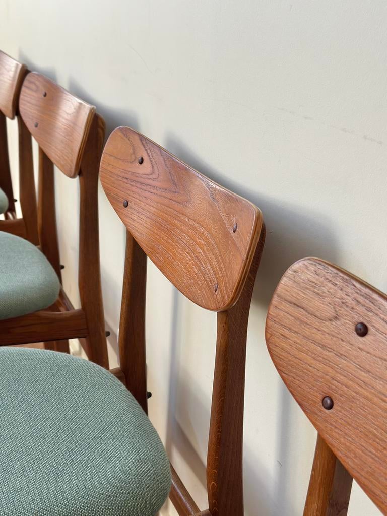 Set 4 vintage stoelen Deens teak hout eieken jaren 50/60/70, Ophalen, Gebruikt, Overige kleuren, Vintage