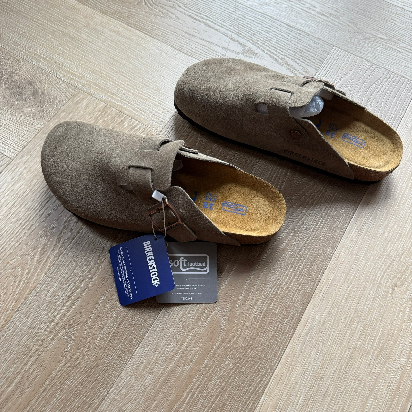 Birkenstock Boston Taupe maat 38, Bruin, Nieuw, Birkenstock, Sandalen of Muiltjes