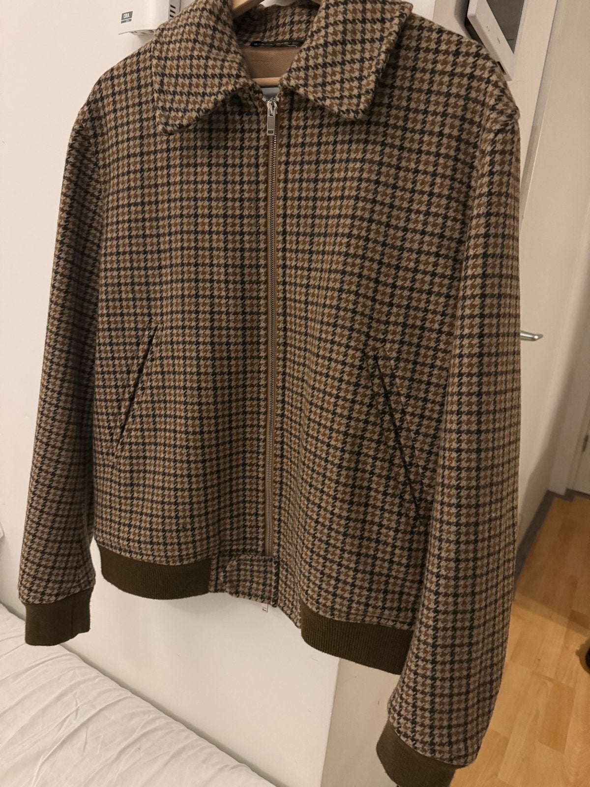 Dondup Bomberjack 100 wol Houndstooth Maat 48 (M), Ophalen of Verzenden, Zo goed als nieuw, Maat 48/50 (M), Bruin