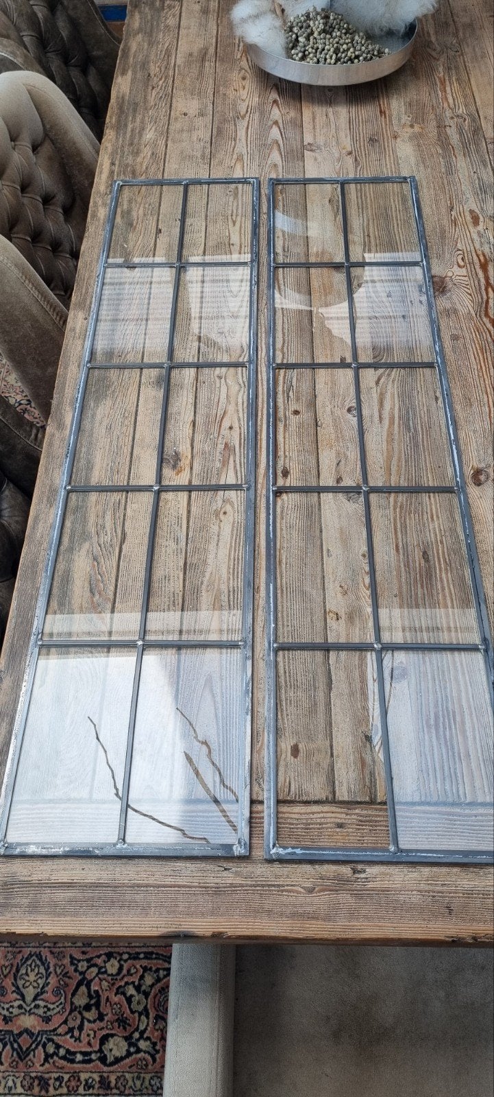 2 glas in lood ramen voor in paneel deur., Ophalen, Minder dan 80 cm, Glasplaat, Minder dan 80 cm