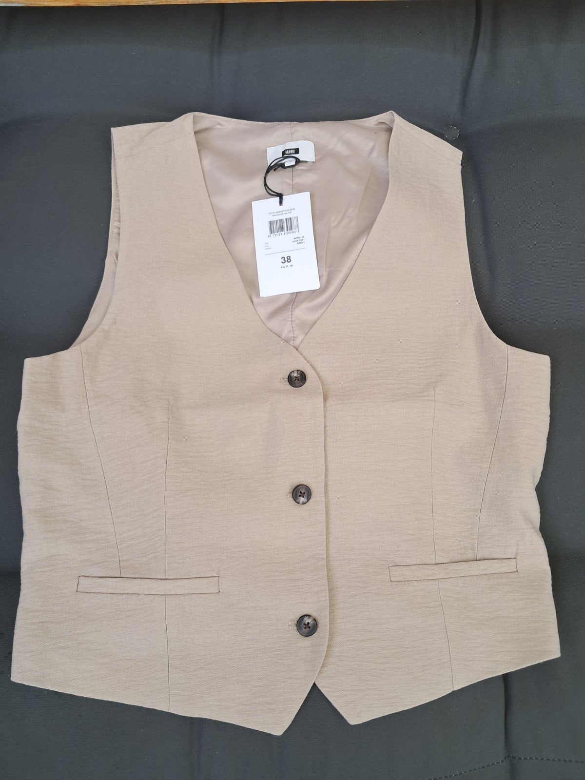 Getailleerd gilet met structuur, Ophalen of Verzenden, Nieuw, Maat 38/40 (M), Beige