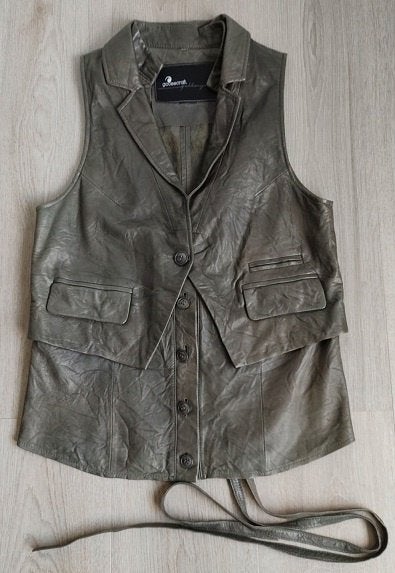 GOOSECRAFT Olijfkleur Lams??-Leren Gilet maat M, Maat 38/40 (M), Goosecraft, Ophalen of Verzenden, Zo goed als nieuw