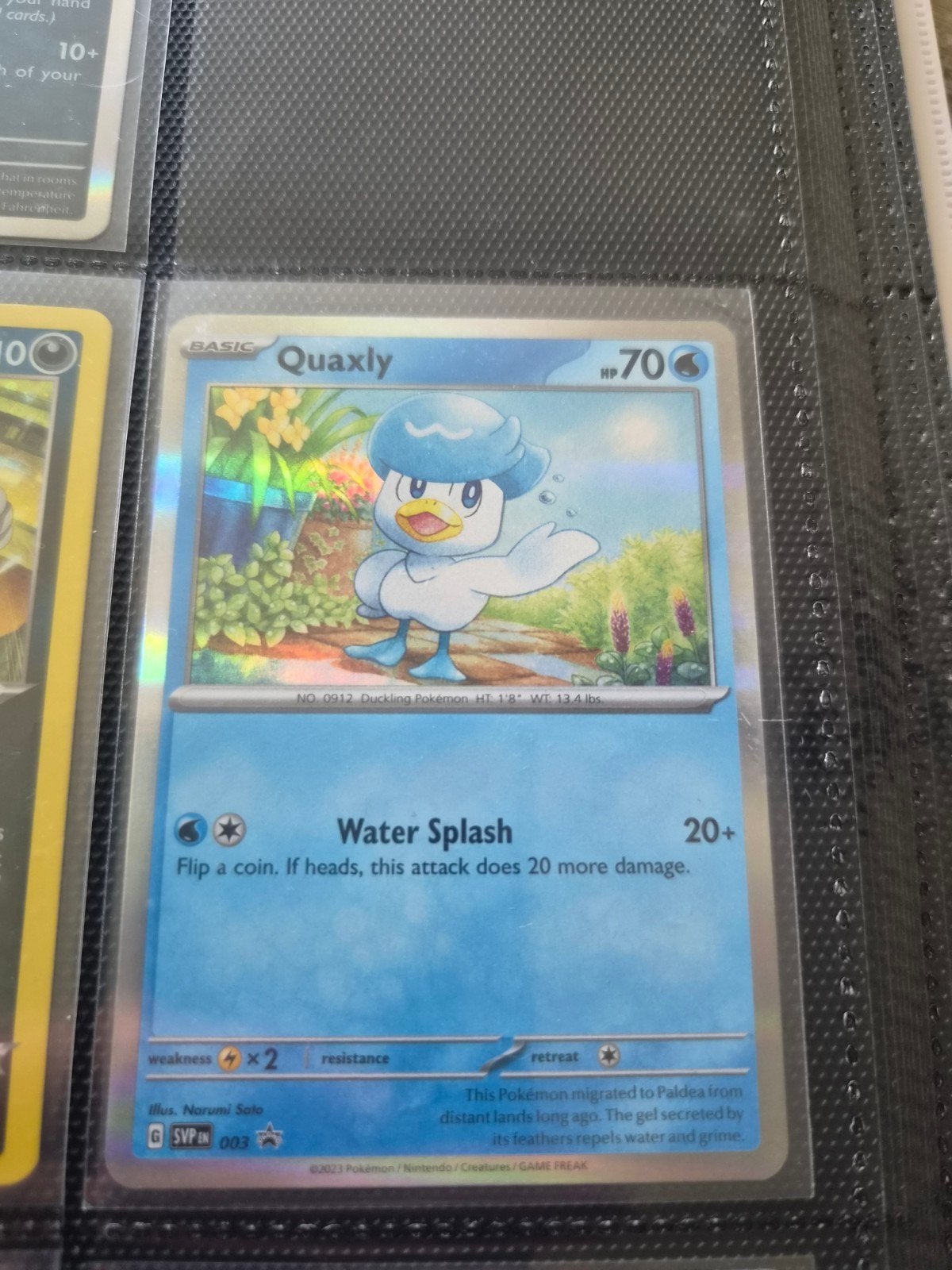 Pokémon Kaart Quaxly SVPPEN 003 Foil, Ophalen of Verzenden, Zo goed als nieuw, Losse kaart, Foil