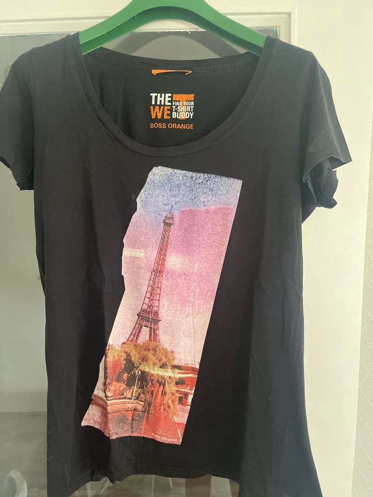Boss Orange T-shirt met Eiffeltoren print maat 42, Zwart, Maat 42/44 (L), Ophalen of Verzenden, Korte mouw