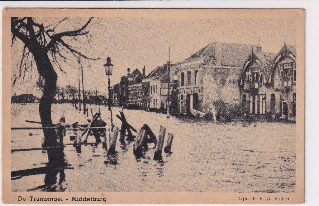 Middelburg Tramsingel, inundatie, Verzenden, 1940 tot 1960, Ongelopen, Zeeland