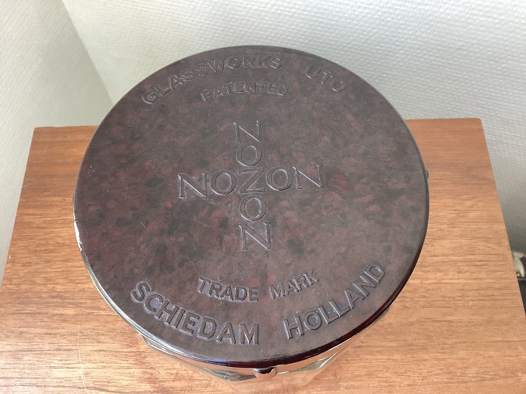 Vintage Nozon glazen tabakspot humidor bakeliet, Ophalen of Verzenden