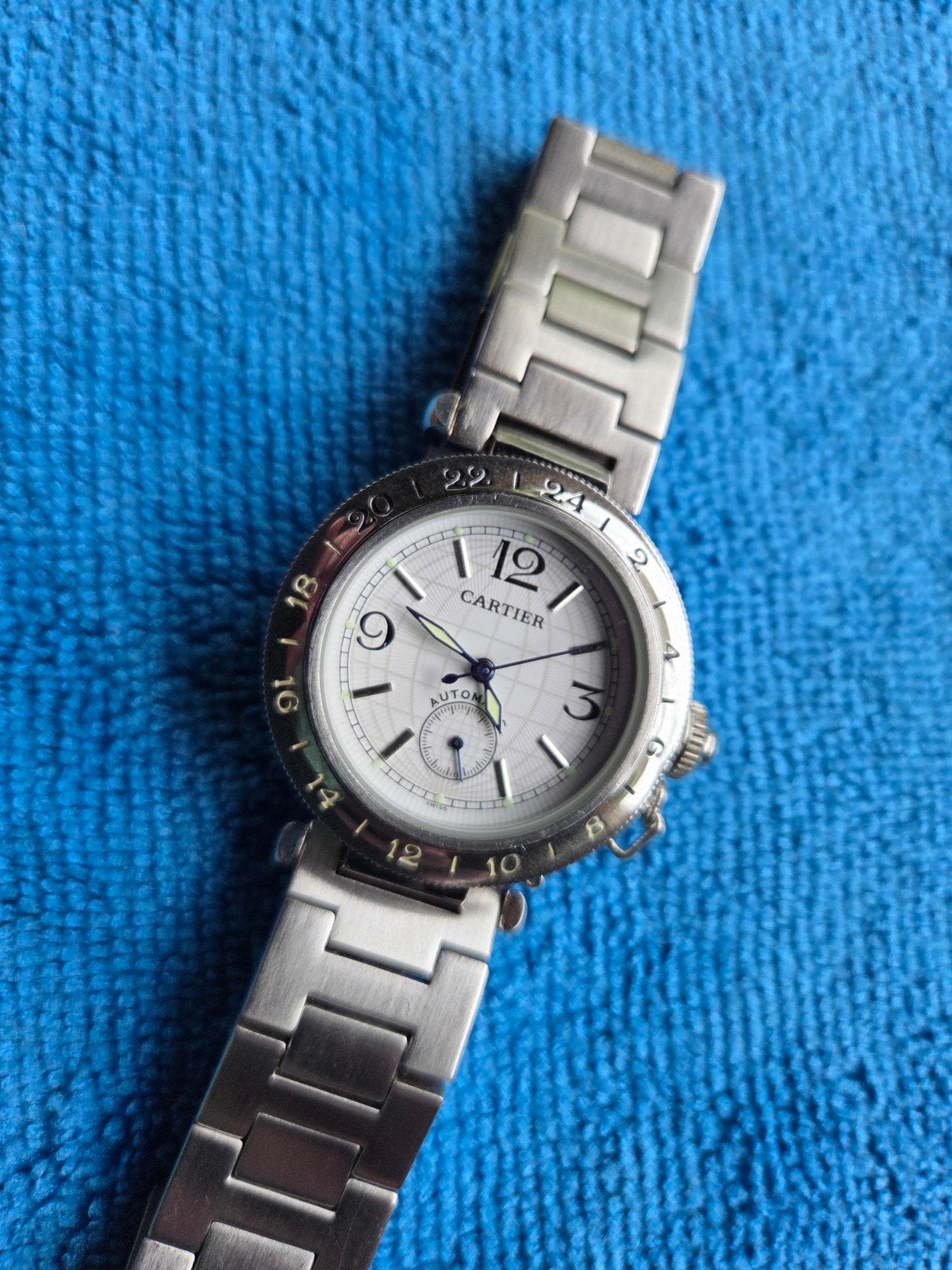 Cartier Pasha GMT origineel herenhorloge, Overige merken, Staal, Gebruikt, Staal