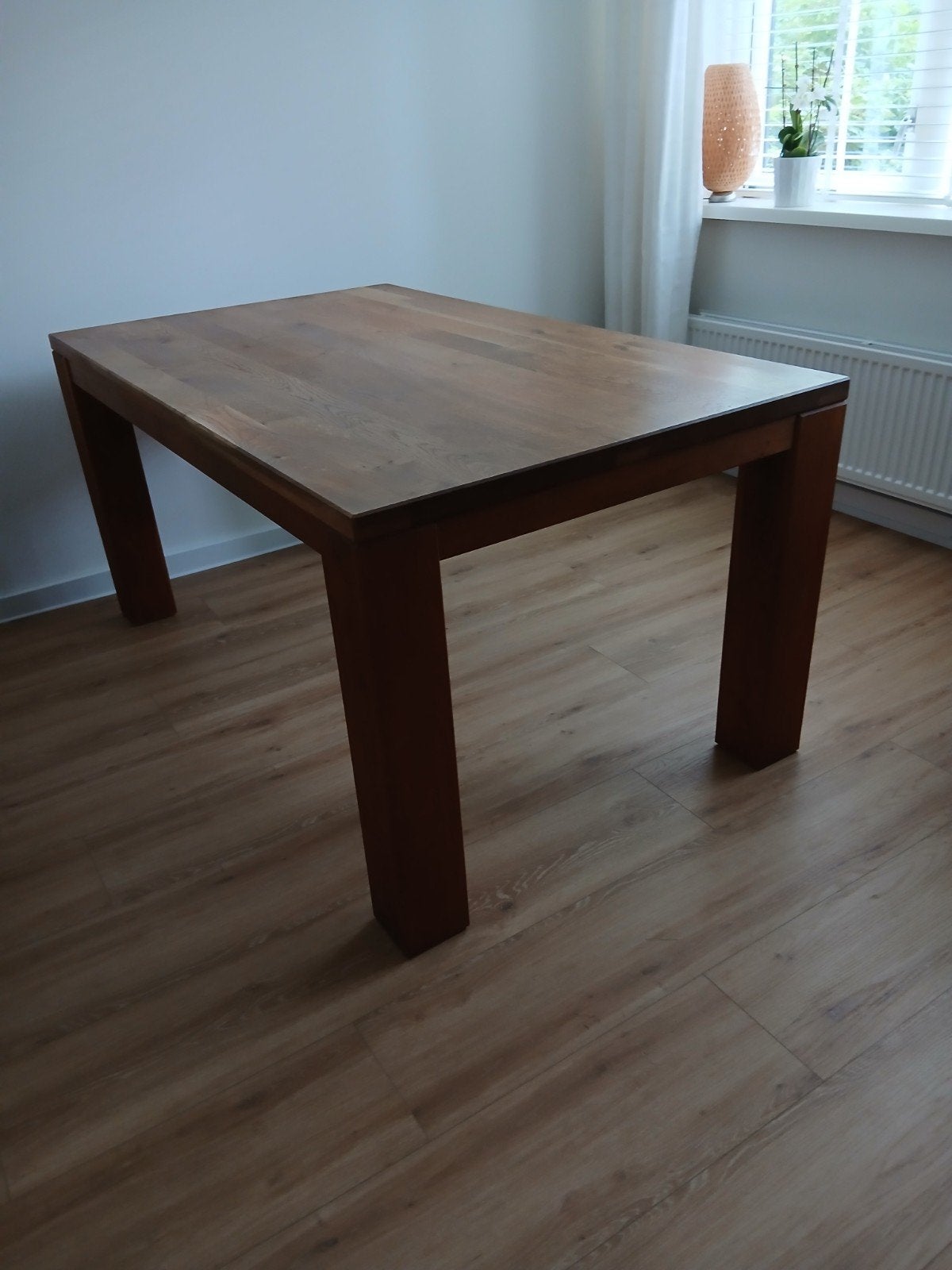 Uitschuifbare eettafel massief eiken, Ophalen, Gebruikt, Eikenhout, 50 tot 100 cm