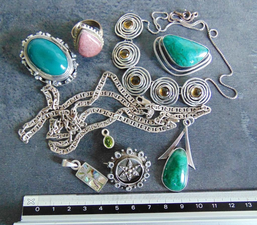 88,8 GRAM Prachtig lot zilveren sieraden met stenen # 28!, Met edelsteen, Verzenden, Zo goed als nieuw, X