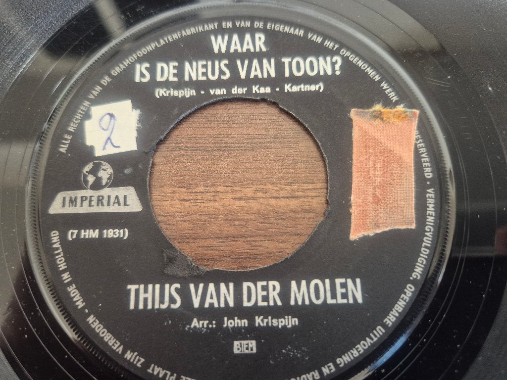 Thijs van der Molen – Waar Is De Neus Van Toon?, 7 inch, Ophalen of Verzenden, Zo goed als nieuw, Overige typen